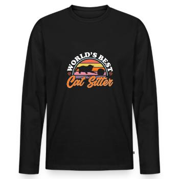 Pet Sitting Cat Dog Pet Sitter - Men's Premium Organic Long Sleeve Shirt - black - Front - Nico (187cm)