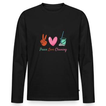 Aide domestique, femme de ménage, femme de ménage - T-shirt manches longues Premium bio Homme - noir - Devant - Nico (187cm)