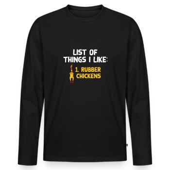 Rubber Chicken Costume Toy Rubber Chicken - Men's Premium Organic Long Sleeve Shirt - black - Front - Nico (187cm)