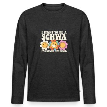 Je veux être professeur d’anglais Schwa ELA Life - T-shirt manches longues Premium bio Homme - anthracite chiné - Devant - Nico (187cm)