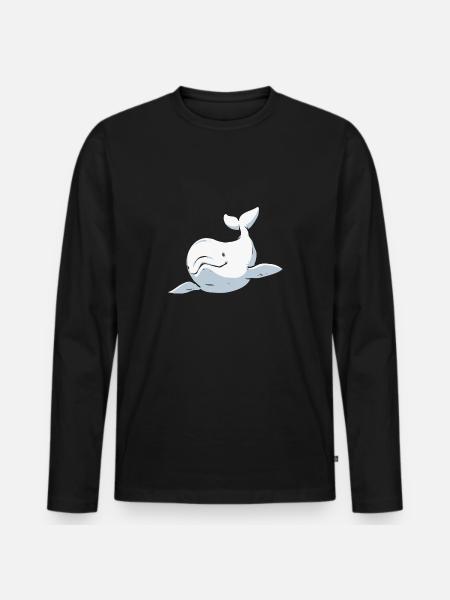 White Whale Beluga Whale - Men's Premium Organic Long Sleeve Shirt - black