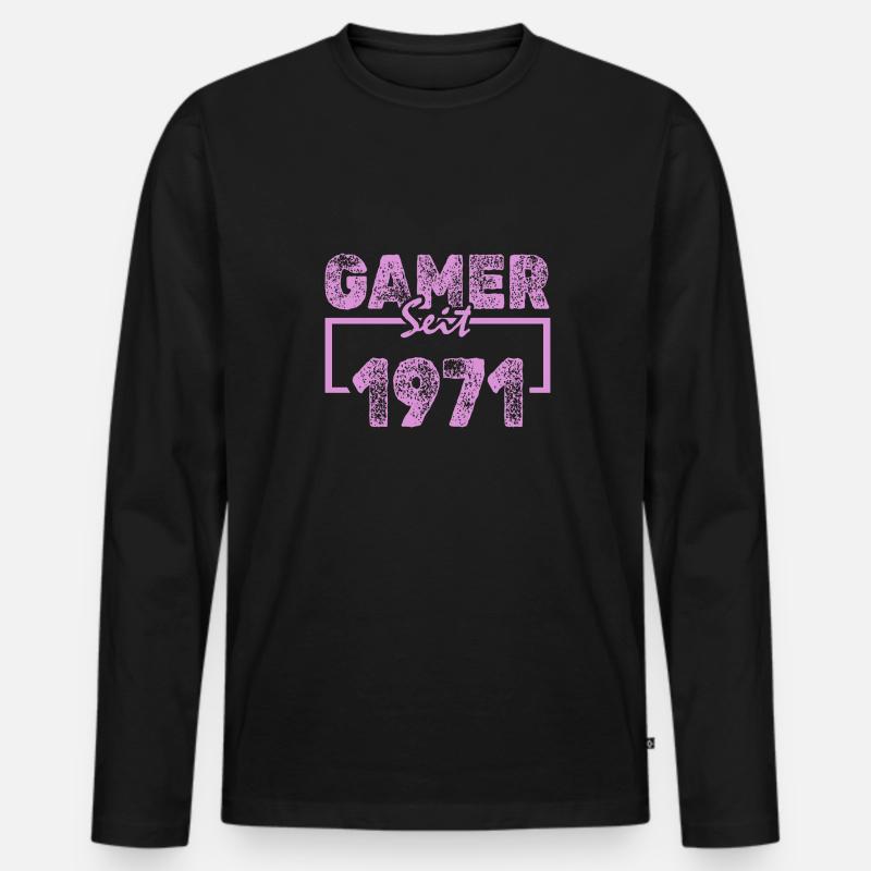 1971 - Männer Premium Bio Langarmshirt - Schwarz