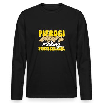 Pierogi polonais - T-shirt manches longues Premium bio Homme - noir - Devant - Nico (187cm)