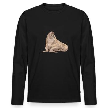 Walross - Männer Premium Bio Langarmshirt - Schwarz - Vorne - Nico (187cm)