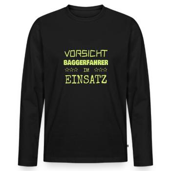 Excavator Operator - Men's Premium Organic Long Sleeve Shirt - black - Front - Nico (187cm)