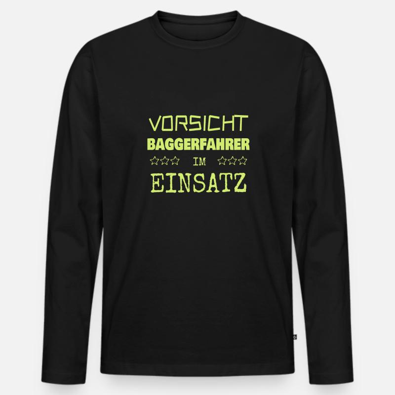 Baggerfahrer - Männer Premium Bio Langarmshirt - Schwarz