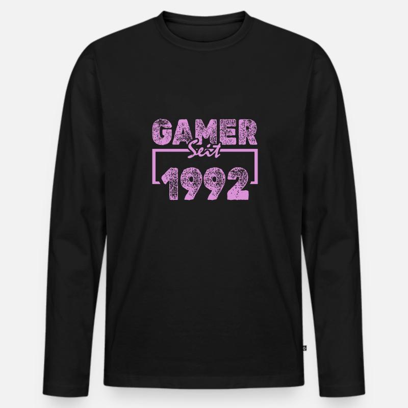 1992 - Männer Premium Bio Langarmshirt - Schwarz
