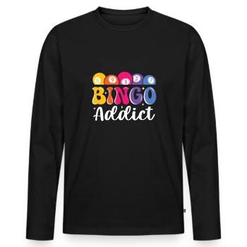 Joueur de bingo interrogez-moi sur la conception du bingo chanceux - T-shirt manches longues Premium bio Homme - noir - Devant - Nico (187cm)