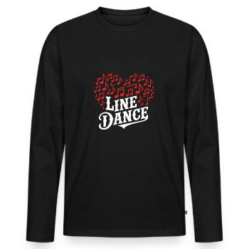Line Dance Musik und Herz aus Musiknoten - Männer Premium Bio Langarmshirt - Schwarz - Vorne - Nico (187cm)