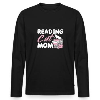 Les amateurs de livres de chats lisent des livres - T-shirt manches longues Premium bio Homme - noir - Devant - Nico (187cm)