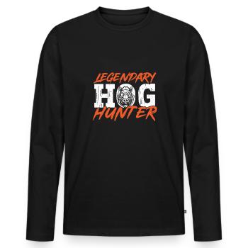 Chasse au sanglier chasseur sanglier - T-shirt manches longues Premium bio Homme - noir - Devant - Nico (187cm)