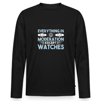 Watch Collector Watch Watchmaker - Men's Premium Organic Long Sleeve Shirt - black - Front - Nico (187cm)