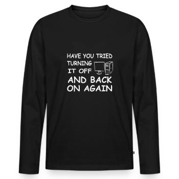 Lustiger Informatiker Spruch, Informatik - Männer Premium Bio Langarmshirt - Schwarz - Vorne - Nico (187cm)