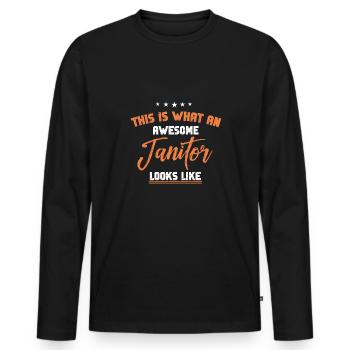 Putzfrau Spruch Reinigungskraft Putzfee - Männer Premium Bio Langarmshirt - Schwarz - Vorne - Nico (187cm)