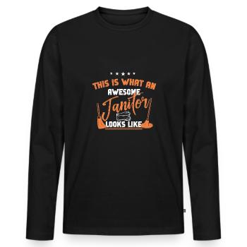 Putzfrau Spruch Reinigungskraft Putzfee - Männer Premium Bio Langarmshirt - Schwarz - Vorne - Nico (187cm)