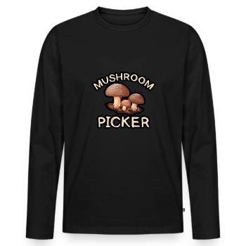 Pilzsammler Pilz Motiv für Pilzsucher - Männer Premium Bio Langarmshirt - Schwarz - Vorne - Nico (187cm)