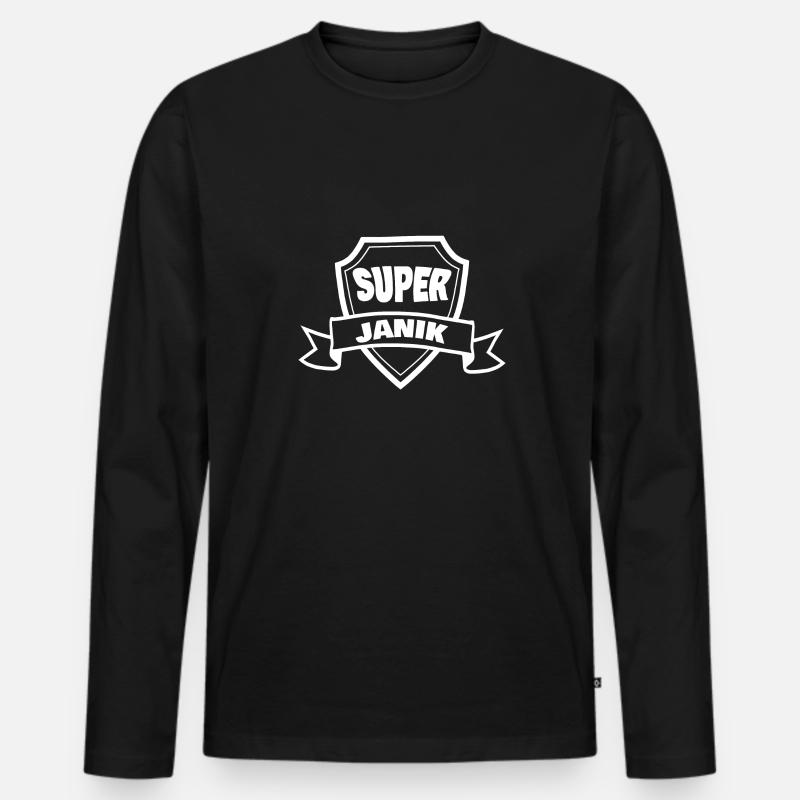 Vorname Janik - Männer Premium Bio Langarmshirt - Schwarz