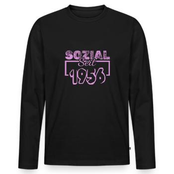 Sozial 1956 - Männer Premium Bio Langarmshirt - Schwarz - Vorne - Nico (187cm)