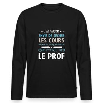 Prof Meilleur Professeur - T-shirt manches longues Premium bio Homme - noir - Devant - Nico (187cm)