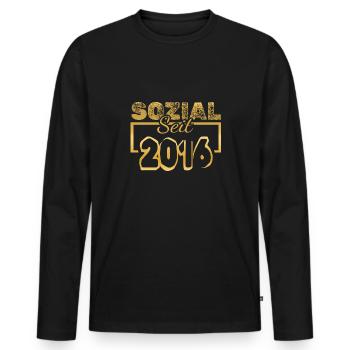 Sozial 2016 - Männer Premium Bio Langarmshirt - Schwarz - Vorne - Nico (187cm)