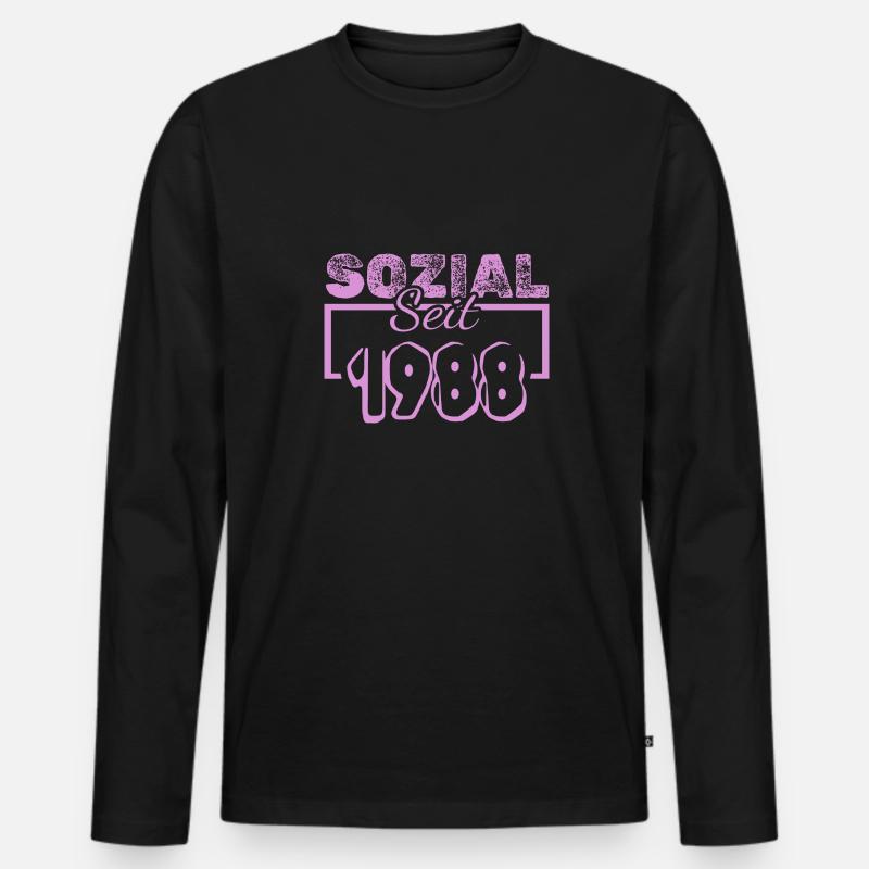 1988 - Männer Premium Bio Langarmshirt - Schwarz