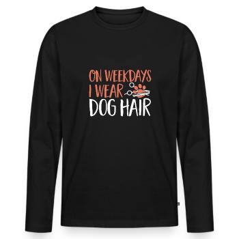 Salon de coiffure pour chiens - T-shirt manches longues Premium bio Homme - noir - Devant - Nico (187cm)
