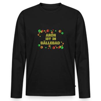 Boules Aron - T-shirt manches longues Premium bio Homme - noir - Devant - Nico (187cm)