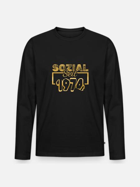 1974 - Männer Premium Bio Langarmshirt - Schwarz