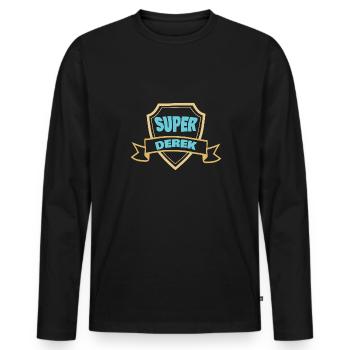 Geschenk für Derek - Männer Premium Bio Langarmshirt - Schwarz - Vorne - Nico (187cm)