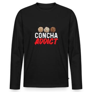 Concha Hispanic Mexican Pan Dulce - Men's Premium Organic Long Sleeve Shirt - black - Front - Nico (187cm)
