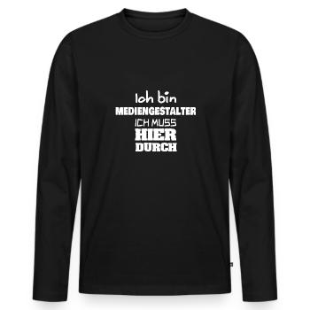 Profession : Concepteur de médias - T-shirt manches longues Premium bio Homme - noir - Devant - Nico (187cm)