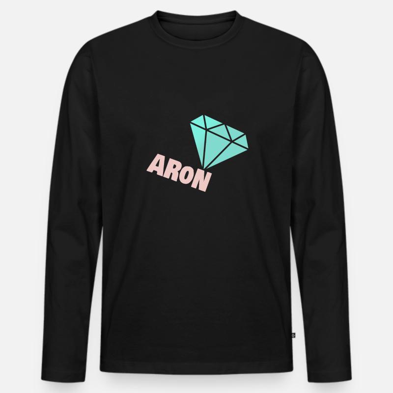 Edel Aron - Männer Premium Bio Langarmshirt - Schwarz