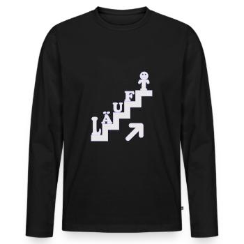 Läuft Treppenstufen Motivation - Männer Premium Bio Langarmshirt - Schwarz - Vorne - Nico (187cm)