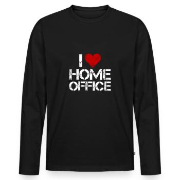 I love home office home office outfit - Men's Premium Organic Long Sleeve Shirt - black - Front - Nico (187cm)