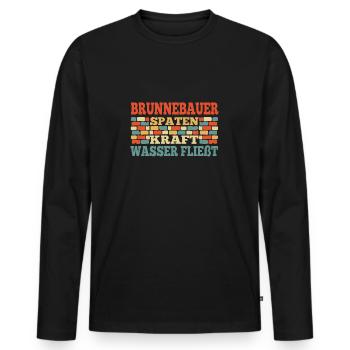 Un constructeur de puits dit que la puissance de la bêche coule - T-shirt manches longues Premium bio Homme - noir - Devant - Nico (187cm)
