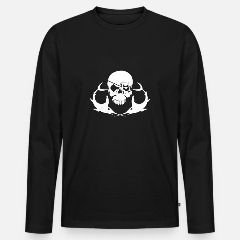Schwertfisch Jolly roger - Männer Premium Bio Langarmshirt - Schwarz