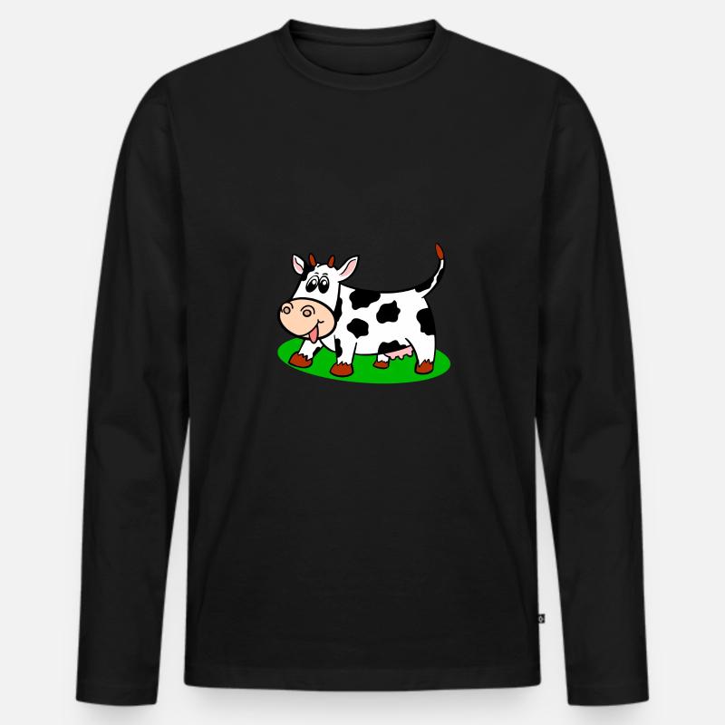 Kuh - Männer Premium Bio Langarmshirt - Schwarz