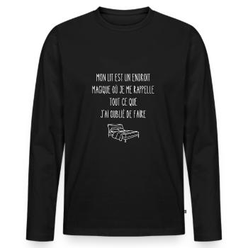mon lit est magique - T-shirt manches longues Premium bio Homme - noir - Devant - Nico (187cm)