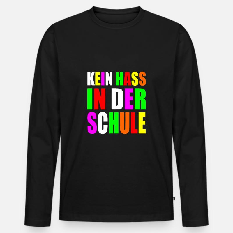 Kein hass in der schule - Männer Premium Bio Langarmshirt - Schwarz