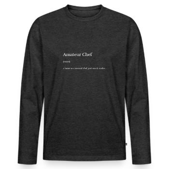 Amateur Chef - T-shirt manches longues Premium bio Homme - anthracite chiné - Devant - Nico (187cm)