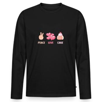 Pastry Lover Peace Love Cake Gift Idea - Men's Premium Organic Long Sleeve Shirt - black - Front - Nico (187cm)