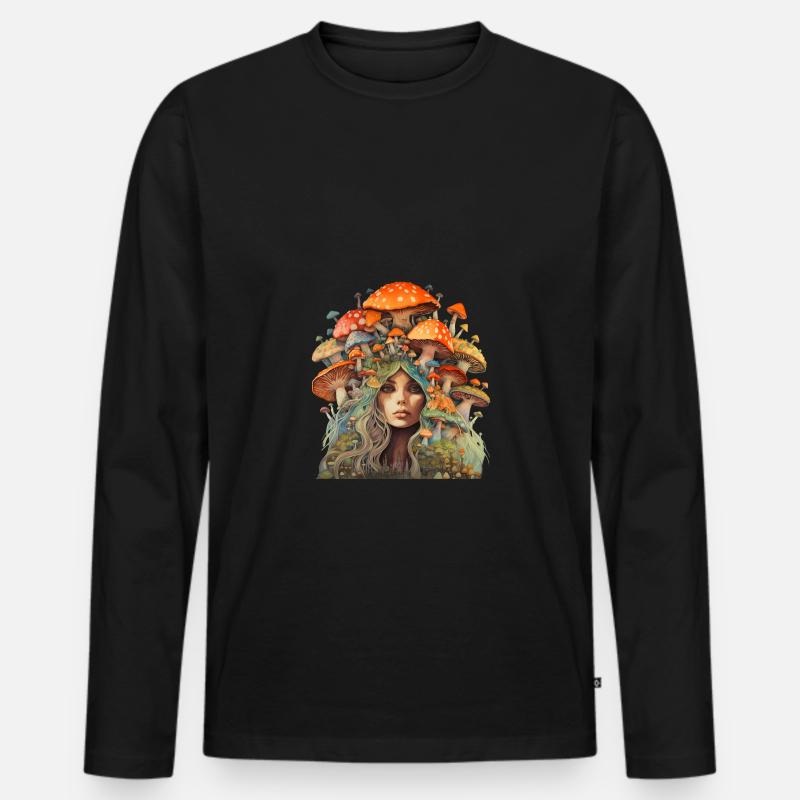 Mutter der Fliegenpilze - Mutter Erde - Männer Premium Bio Langarmshirt - Schwarz