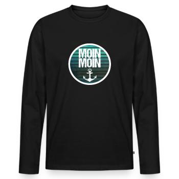 MOIN MOIN Hamburg Anker Elbe Baltic North North Vintage - Men's Premium Organic Long Sleeve Shirt - black - Front - Nico (187cm)