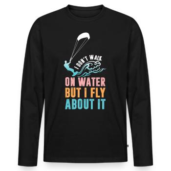 Running on the water, kitesurfing is flying - Men's Premium Organic Long Sleeve Shirt - black - Front - Nico (187cm)