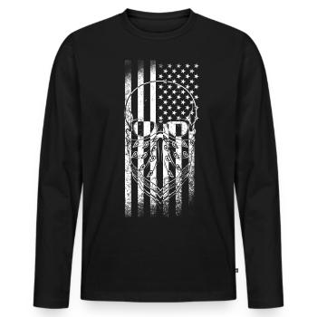 USA Skull used look - Männer Premium Bio Langarmshirt - Schwarz - Vorne - Nico (187cm)