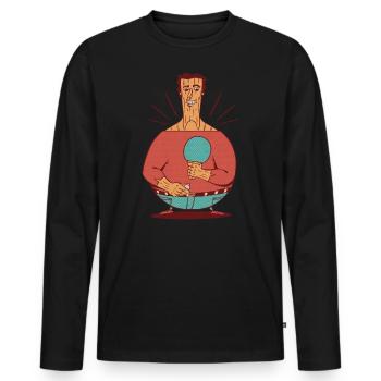Ping Pong Outfit Table Tennis Bat Ping-Pong - Men's Premium Organic Long Sleeve Shirt - black - Front - Nico (187cm)
