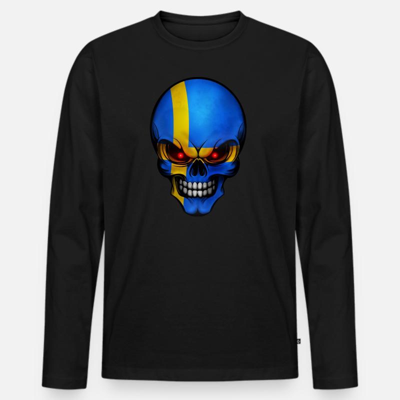 Totenkopf Schweden - Männer Premium Bio Langarmshirt - Schwarz