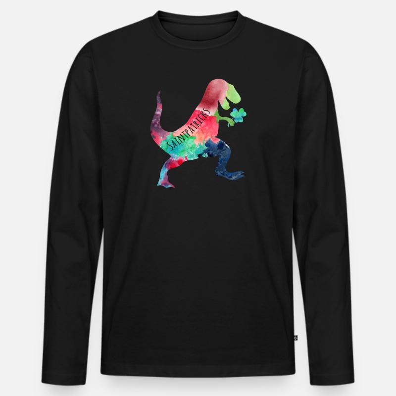 Heiliger Patricks Trex - Männer Premium Bio Langarmshirt - Schwarz