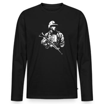Soldat - T-shirt manches longues Premium bio Homme - noir - Devant - Nico (187cm)