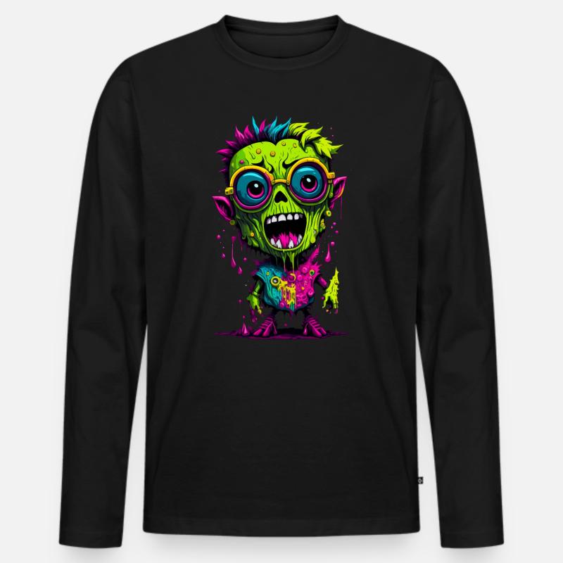 Bunter cooler Zombie - Männer Premium Bio Langarmshirt - Schwarz